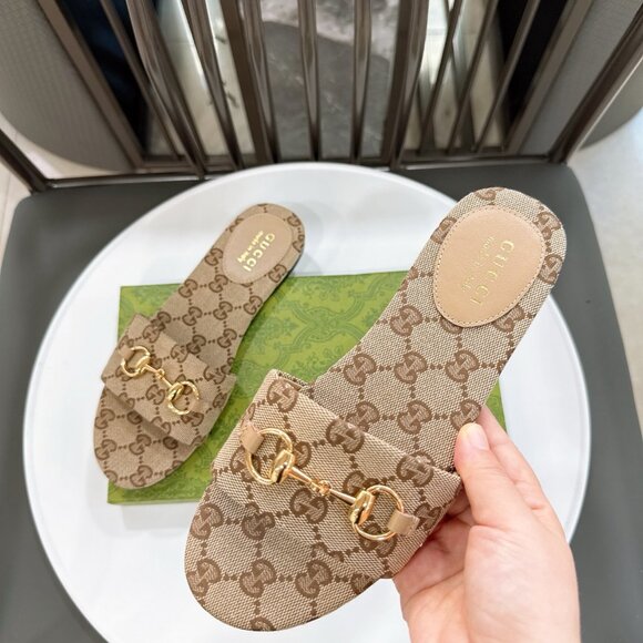 Gucci Leather Logo Cutout Flat Sandals | Neiman Marcus Gucci slippers
